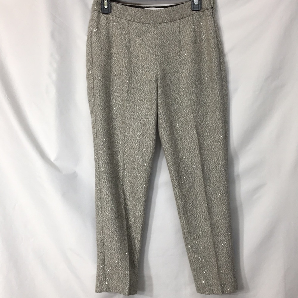 Talbots Women’s Wool-Blend Gray and Silver Sequins Dress Pants Size 2P Like-NEW